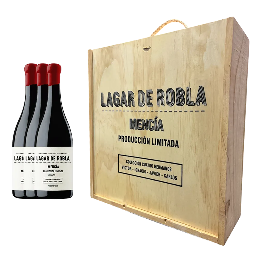 Lagar de Robla Colección 4 Hermanos 2018 3-bottle wooden gift box, image 2 – DELICATE Wines Singapore